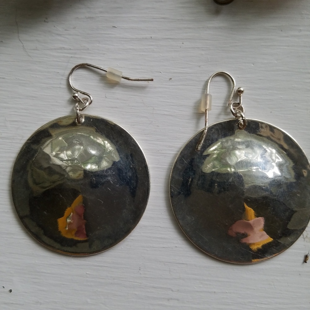 Kenneth Cole shiny silver disc earrings